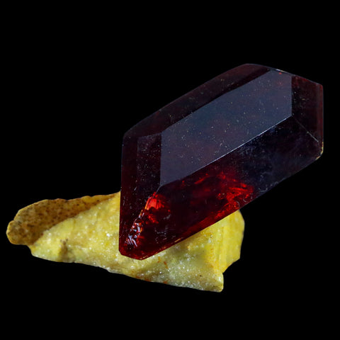 2.3" Stunning Red Pruskite Yellow Base Crystal Mineral Specimen From Poland - Fossil Age Minerals