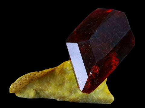 2.3" Stunning Red Pruskite Yellow Base Crystal Mineral Specimen From Poland - Fossil Age Minerals