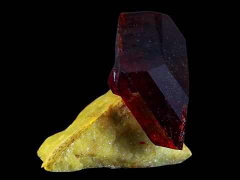 2.3" Stunning Red Pruskite Yellow Base Crystal Mineral Specimen From Poland - Fossil Age Minerals