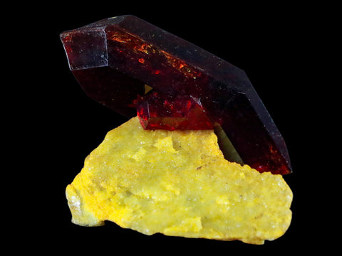 2.3" Stunning Red Pruskite Yellow Base Crystal Mineral Specimen From Poland - Fossil Age Minerals