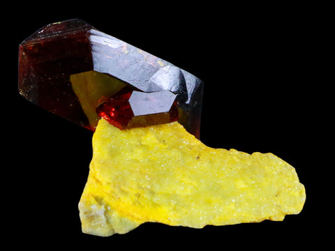 2.3" Stunning Red Pruskite Yellow Base Crystal Mineral Specimen From Poland - Fossil Age Minerals