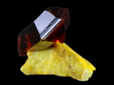2.3" Stunning Red Pruskite Yellow Base Crystal Mineral Specimen From Poland - Fossil Age Minerals