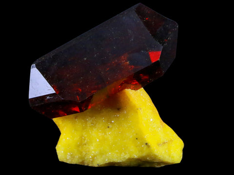 2.3" Stunning Red Pruskite Yellow Base Crystal Mineral Specimen From Poland - Fossil Age Minerals