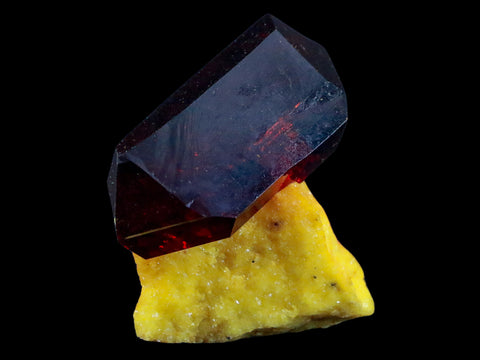 2.3" Stunning Red Pruskite Yellow Base Crystal Mineral Specimen From Poland - Fossil Age Minerals