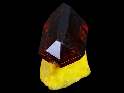2.3" Stunning Red Pruskite Yellow Base Crystal Mineral Specimen From Poland - Fossil Age Minerals