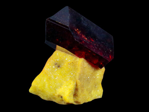 2.3" Stunning Red Pruskite Yellow Base Crystal Mineral Specimen From Poland - Fossil Age Minerals