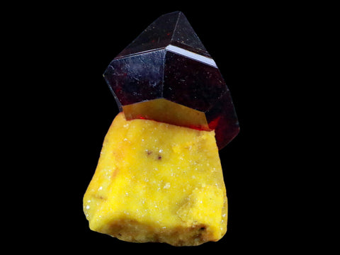2.3" Stunning Red Pruskite Yellow Base Crystal Mineral Specimen From Poland - Fossil Age Minerals