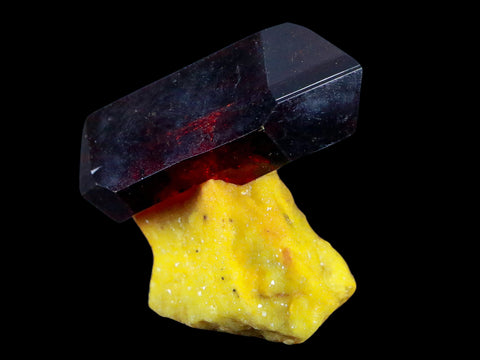2.3" Stunning Red Pruskite Yellow Base Crystal Mineral Specimen From Poland - Fossil Age Minerals