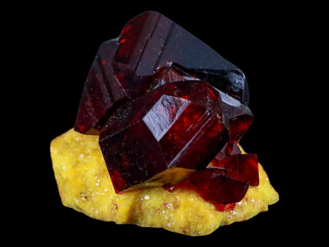 2.4" Stunning Red Pruskite Yellow Base Crystal Mineral Specimen From Poland - Fossil Age Minerals
