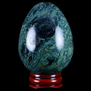 4.7MM Green Eye Kambaba Jasper Egg Stromatolite Algae Fossil Peacock Stand