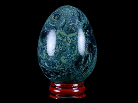 4.7MM Green Eye Kambaba Jasper Egg Stromatolite Algae Fossil Peacock Stand - Fossil Age Minerals