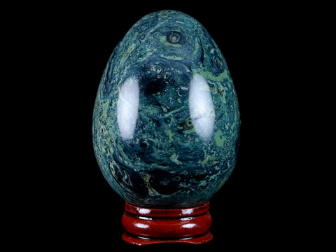 4.7MM Green Eye Kambaba Jasper Egg Stromatolite Algae Fossil Peacock Stand - Fossil Age Minerals