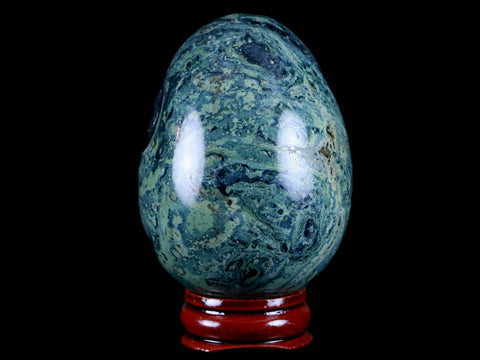 4.7MM Green Eye Kambaba Jasper Egg Stromatolite Algae Fossil Peacock Stand - Fossil Age Minerals