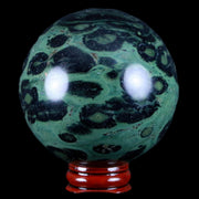 XL 71MM Green Eye Kambaba Jasper Sphere Stromatolite Algae Fossil Peacock Stand