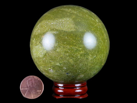 XL 64MM Natural Polished Green Opal Sphere Location Madagascar Healing Stand