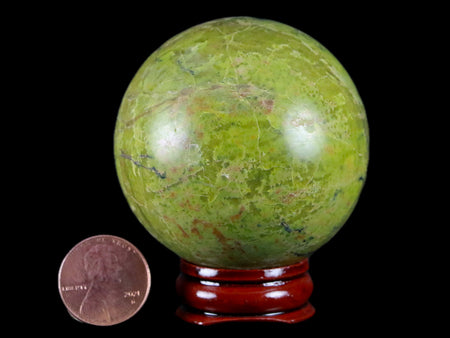 53MM Natural Polished Green Opal Sphere Location Madagascar Healing Stand