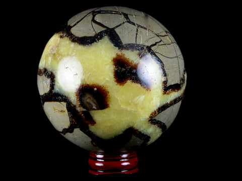 XXL 84MM Septarian Dragon Stone Vug Sphere Mineral Healing Madagascar Stand - Fossil Age Minerals
