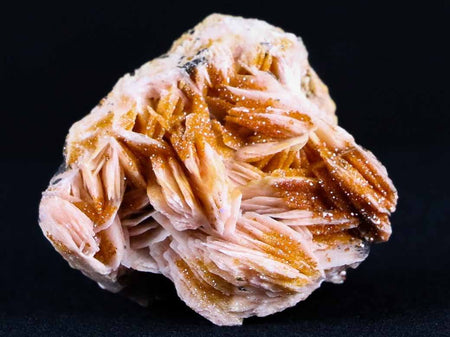 Sparkly Orange Vanadinite Crystals On White Barite Blades Mineral Morocco 2.1 Ounces