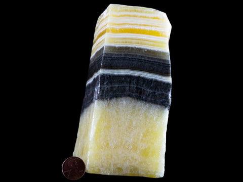 5.3" Rough Yellow & Black Calcite Crystal Mineral Specimen Mexico 2 LB 15.8 OZ - Fossil Age Minerals