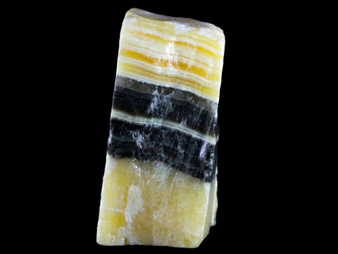 5.3" Rough Yellow & Black Calcite Crystal Mineral Specimen Mexico 2 LB 15.8 OZ - Fossil Age Minerals