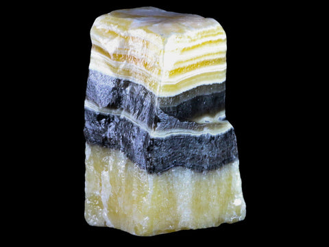 5.3" Rough Yellow & Black Calcite Crystal Mineral Specimen Mexico 2 LB 15.8 OZ - Fossil Age Minerals