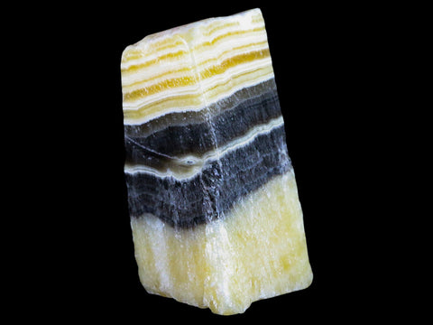5.3" Rough Yellow & Black Calcite Crystal Mineral Specimen Mexico 2 LB 15.8 OZ - Fossil Age Minerals